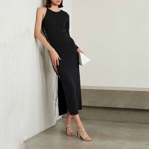 NWT Leslie Amon Allegra One-sleeve Tie-Detailed Stretch-Jersey Maxi Dress Medium